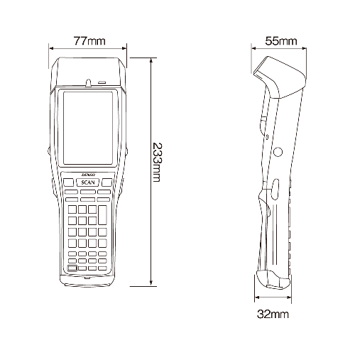 ハンディターミナル　BHT-1100B　外形寸法